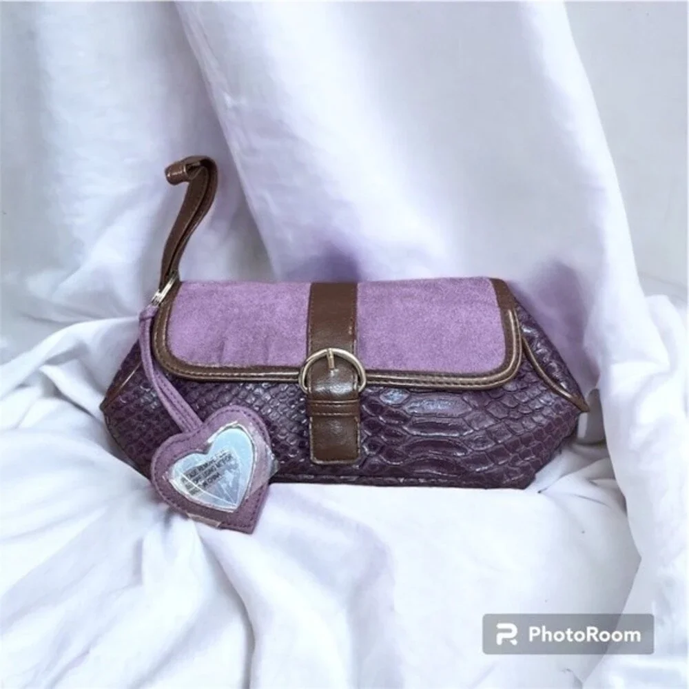ELIZABETH ARDEN Vintage Purple Snakeskin Clutch Bohemian New